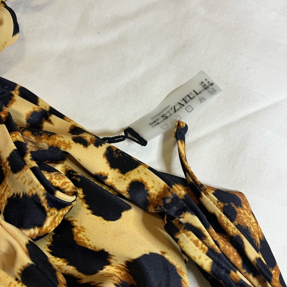 Zaful Animal Print Bikini Tie Leopard Vacation Summer Beach Pool - Picture 8 of 10